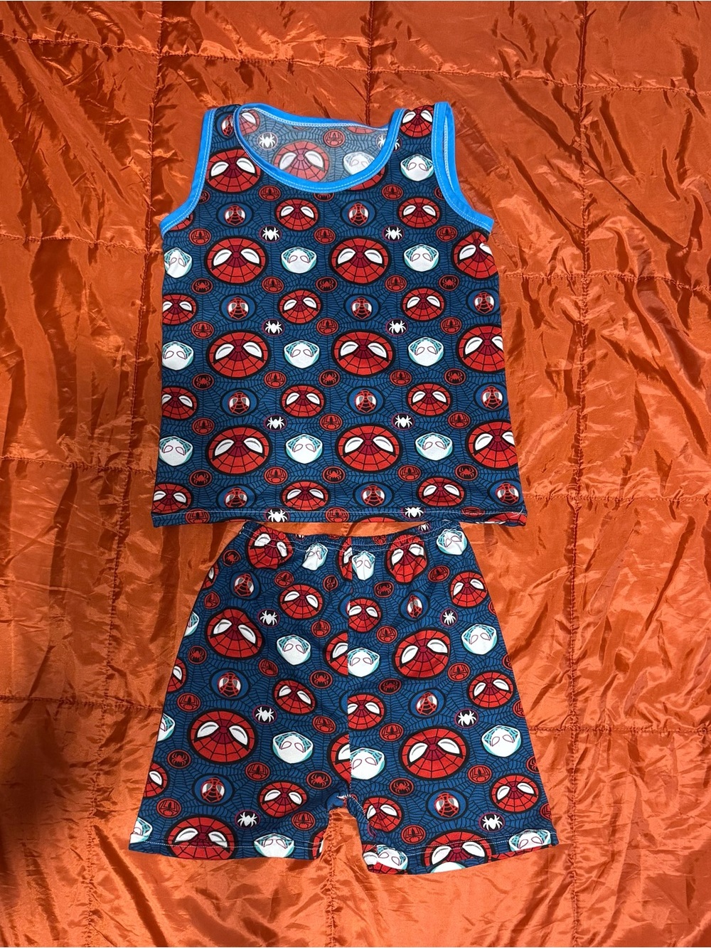 Spiderman-Inspired Blue & Red Kids Pajama Tank and Shorts Set